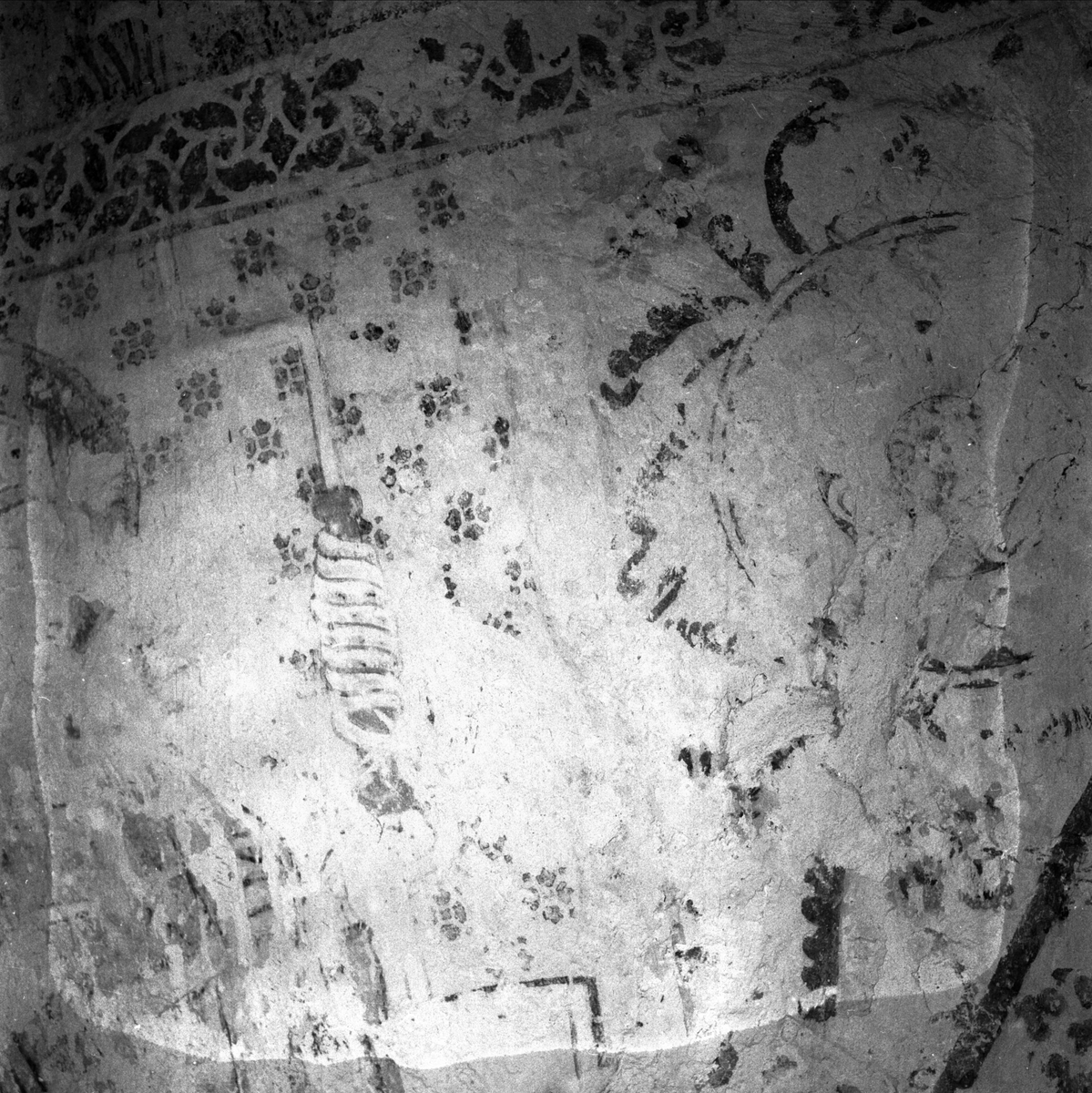 Uppsala-Bild, Lime painting in Börje Church, Börje parish, Uppland 1953