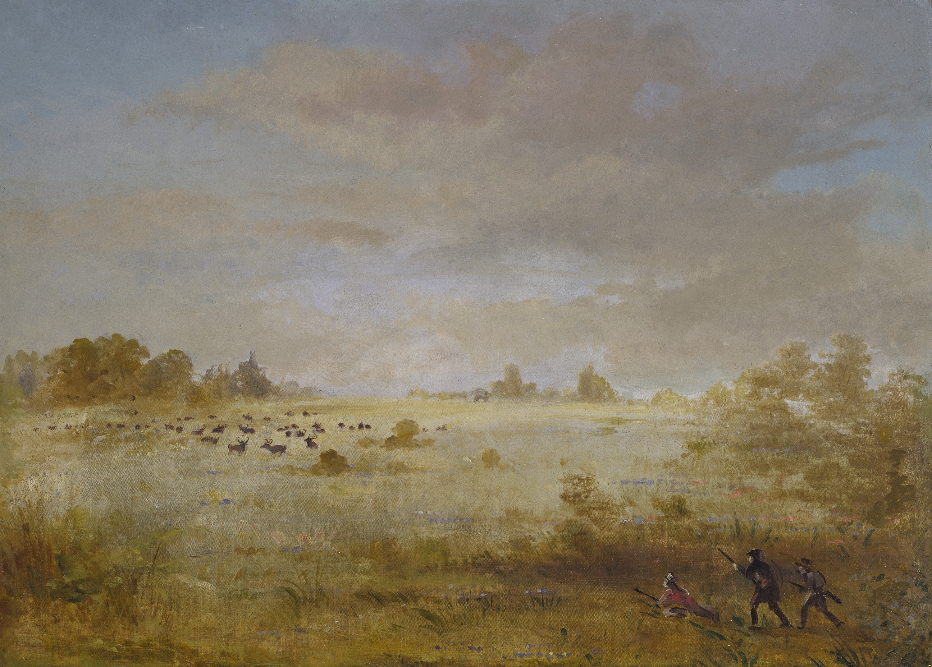 George Catlin, Elk Grazing on an Autumn Prairie