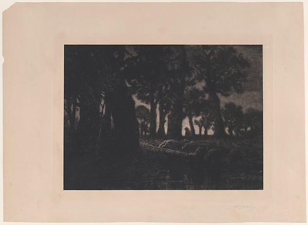 Charles Jacque, Forest Edge at Twilight