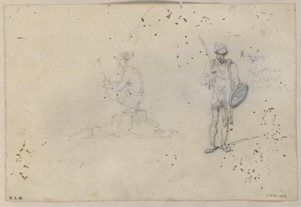 George Chinnery, Two drawings of Indian figures