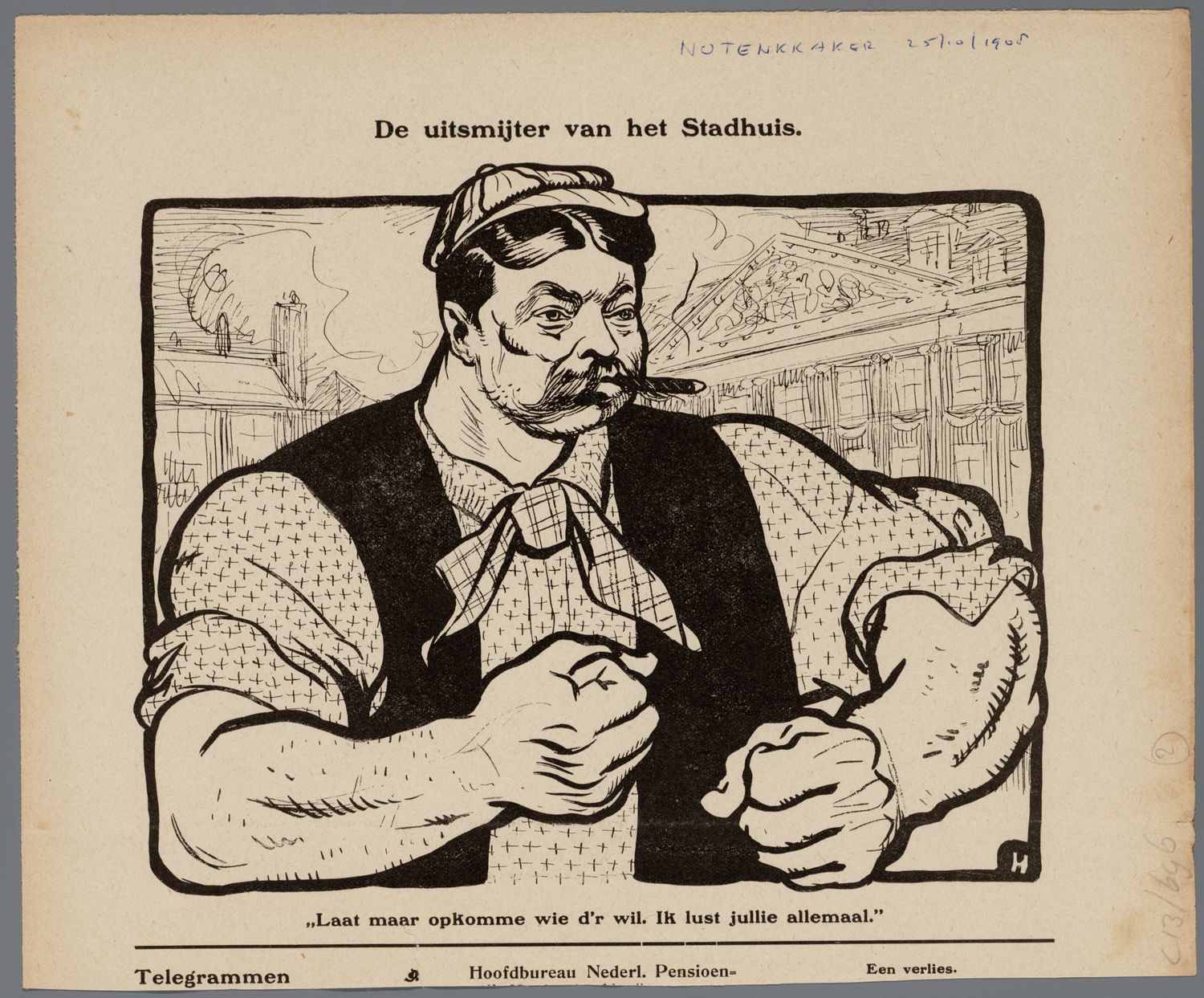 Hahn, Albert,draughtsman., De uitsmijter van het stadhuis