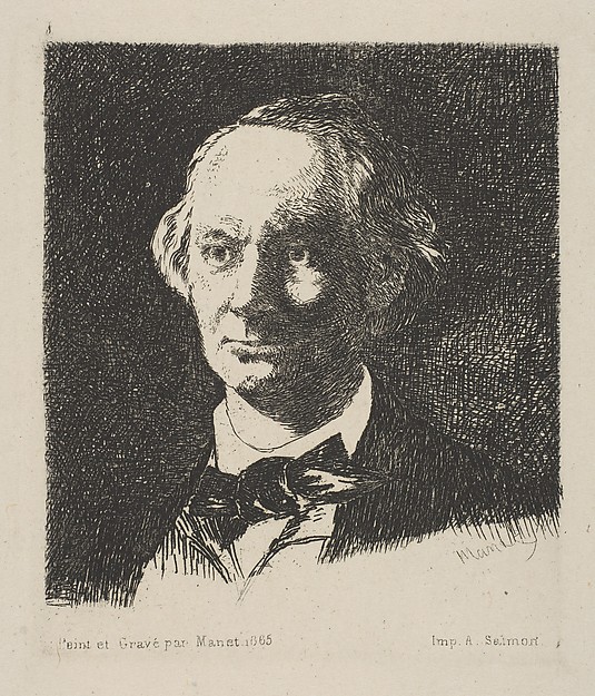 Edouard Manet, Portrait of Charles Baudelaire, Full Face, after a photograph by Nadar