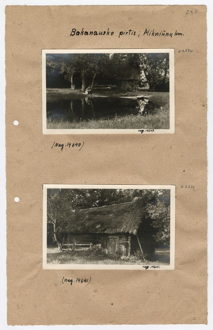 Stasys Ivanauskas, Archyvinės bylos Nr. 84 lapas 94. Šiaulių apskr., Pašvitinio vlsč., Mikniūnų kaimo Igno Bakanausko sodybos pirties fotografijos