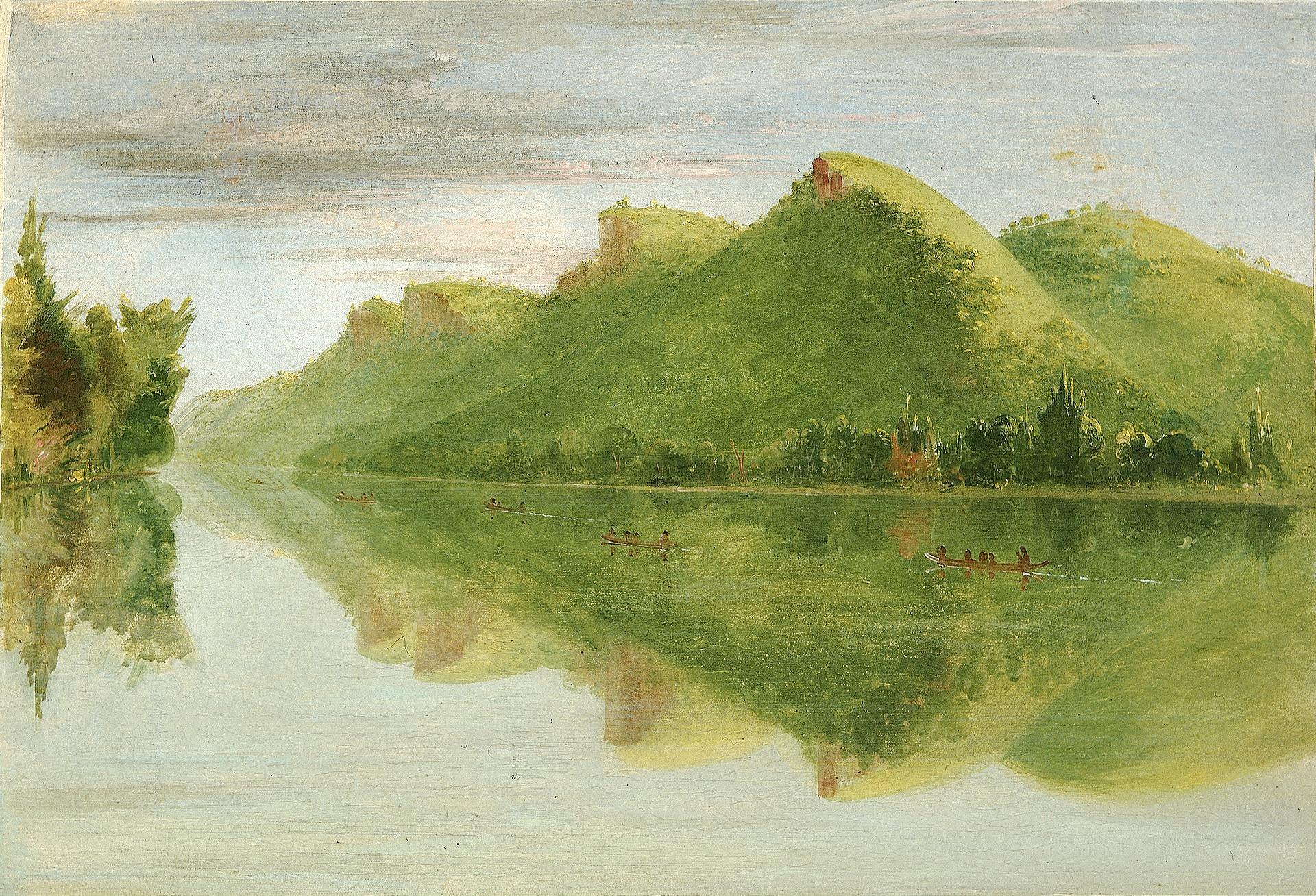George Catlin, View on the Upper Mississippi, Beautiful Prairie Bluffs