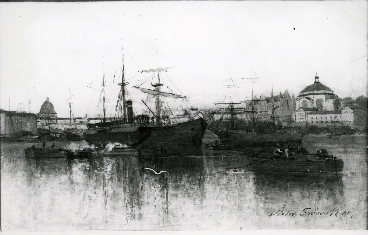 Repro, "På Stockholms ström". Oljemålning av Viktor Forsell, 1881.