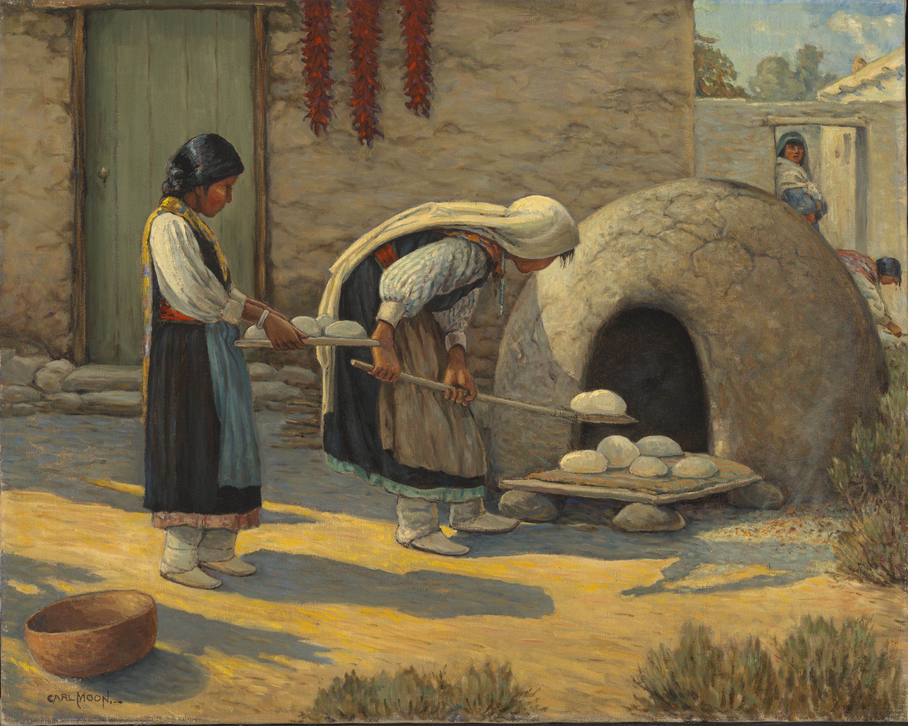 Carl Moon, Women Baking Bread