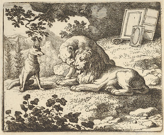 Allart van Everdingen, Renard Lies that he Gave the Ram Various Precious Objects that Were Meant for the Lion and Lioness  from Hendrick van Alcmar's Renard The Fox