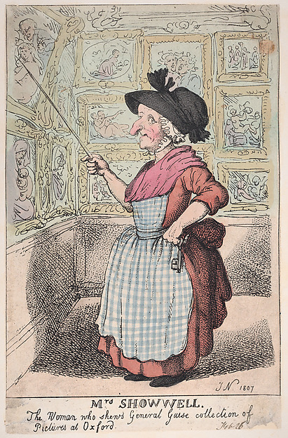 Thomas Rowlandson, Mrs. Showell, the Woman who shows General Guise's Collection of Pictures at Oxford