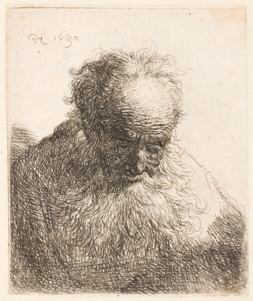 Rembrandt van Rijn, Foroverbøjet hoved af en gammel mand