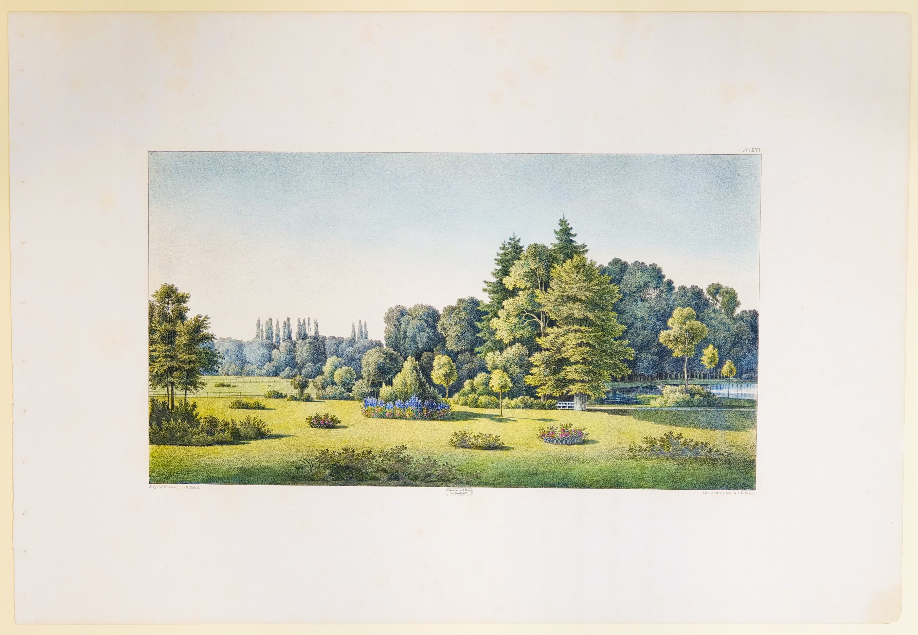 Heinrich Mützel, Aussicht vom Herrengarten, Tafel XVI der "Andeutungen über Landschaftsgärtnerei"