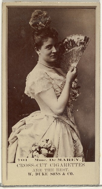 W. Duke, Sons & Co., Card Number 701, Mme. De Marey, from the Actors and Actresses series (N145-3) issued by Duke Sons & Co. to promote Cross Cut Cigarettes