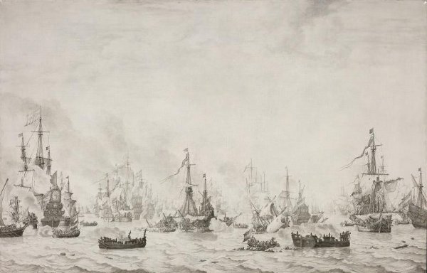 Willem van de Velde (I), De zeeslag tegen de Spaanse Armada bij Duins