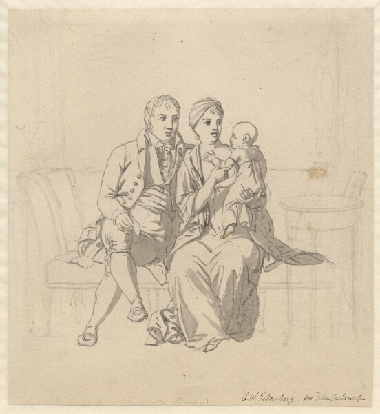 C.W. Eckersberg, Et ungt ægtepar siddende i en sofa, hun med et barn på armen