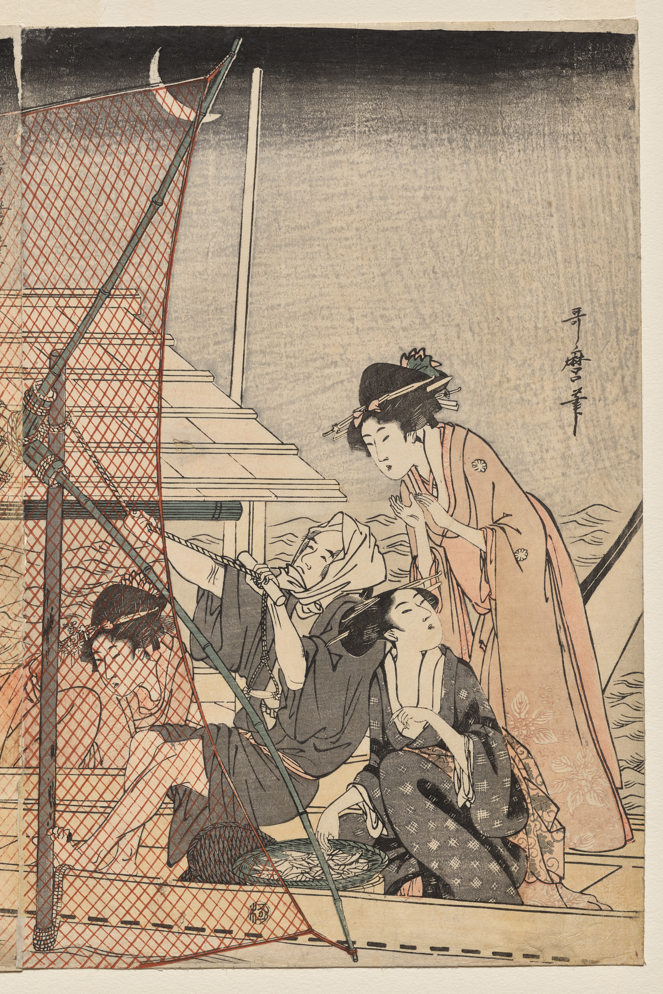 Kitagawa Utamaro, Net Fishing at Night