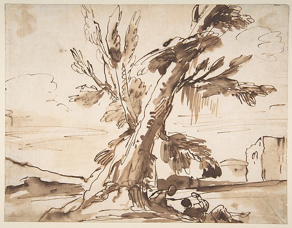 Pier Francesco Mola, Landscape with Two Men Under a Tree