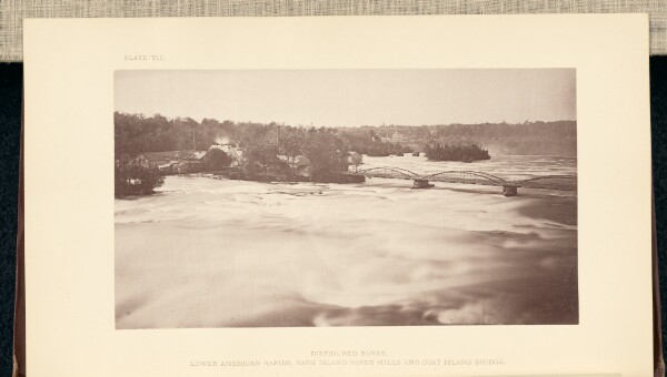 George Barker, Lower American Rapids, Bath Island Paper Mill and Goat Island Bridge