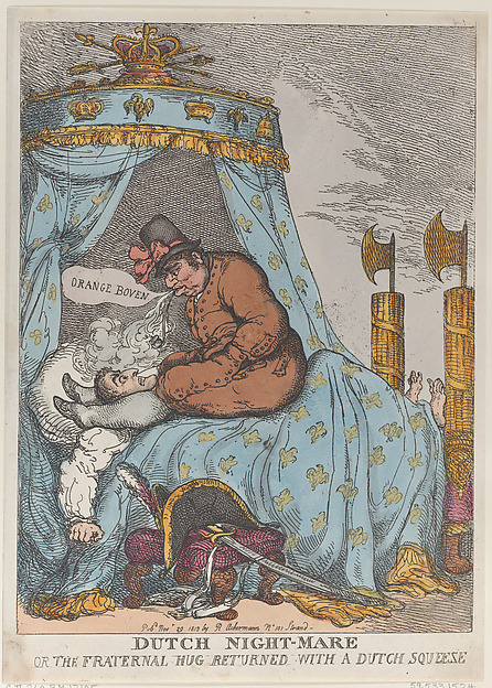 Thomas Rowlandson, Dutch Night-Mare or the Fraternal Hug Returned with a Dutch Squeeze