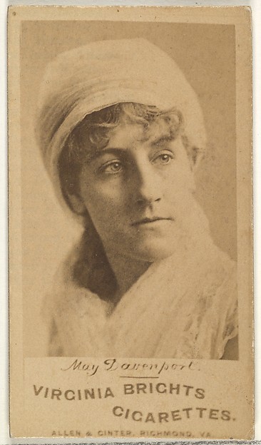 Allen & Ginter, May Davenport, from the Actors and Actresses series (N45, Type 1) for Virginia Brights Cigarettes