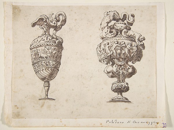 Polidoro da Caravaggio, Two Designs for Ewers