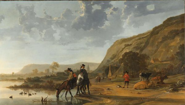 Aelbert Cuyp, River Landscape with Riders