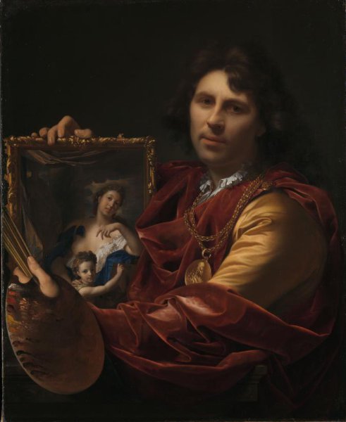 Adriaen van der Werff, Self-portrait with the Portrait of his Wife, Margaretha van Rees, and their Daughter Maria