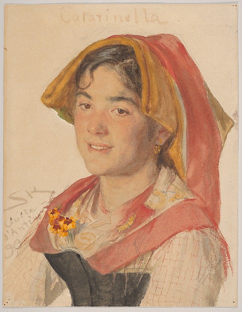 Peder Severin Krøyer, Head of an Girl from Civita d'Antino in Regional Dress ("Catarinella")