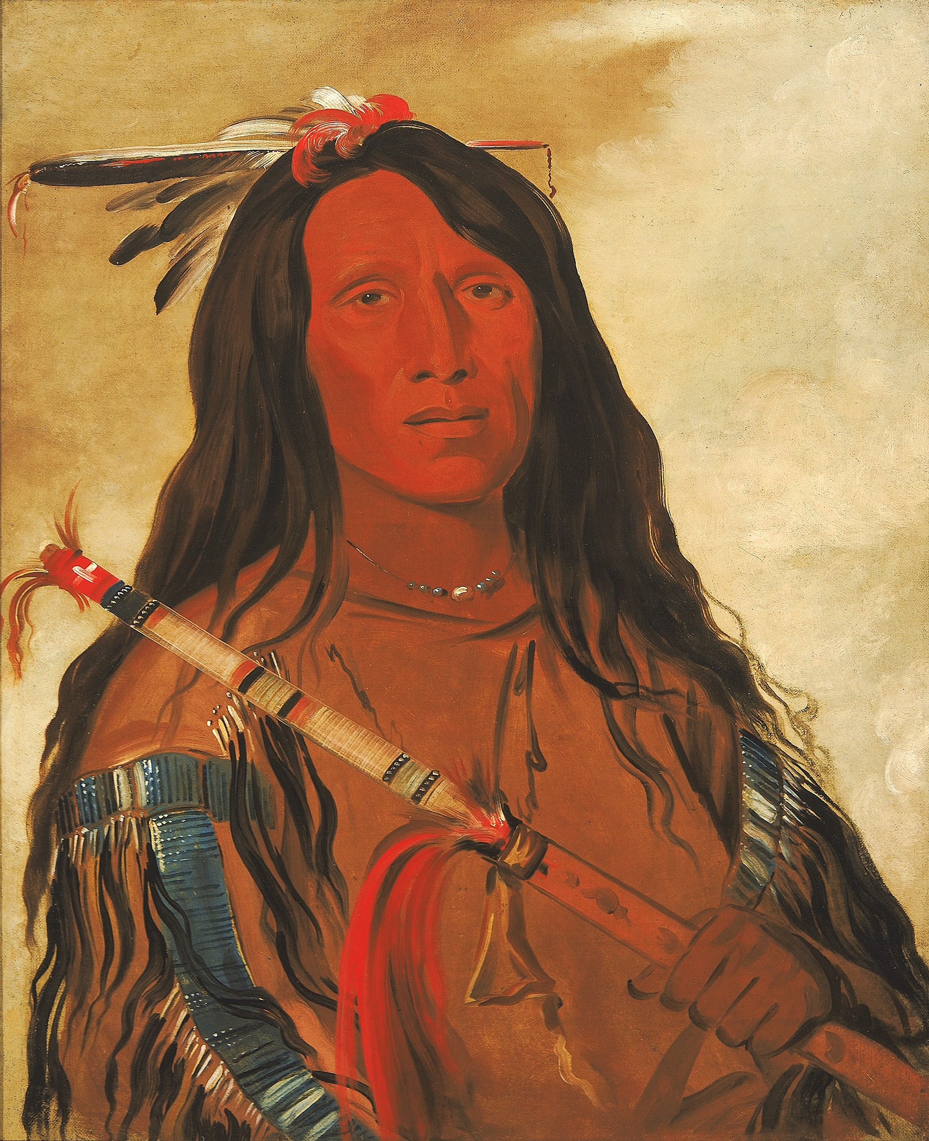 George Catlin, Né-hee-ó-ee-wóo-tis, Wolf on the Hill, Chief of the Tribe