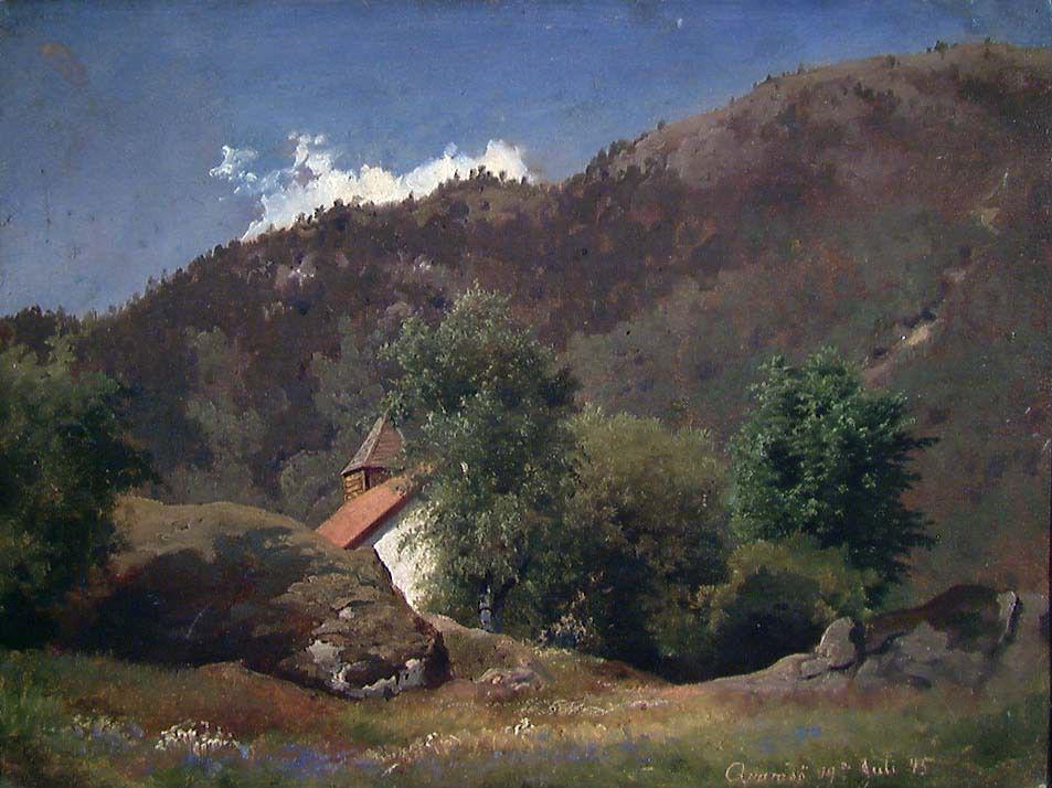 Hans Gude, The Old Church at Kvamsøy in the Sognefjord