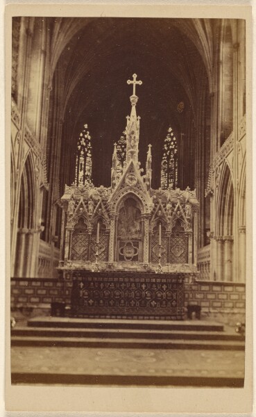 Unknown, Lichfield Cathedral. The Reredos. [made of alabaster inlaid with precious stone - cost 2000 pounds -]