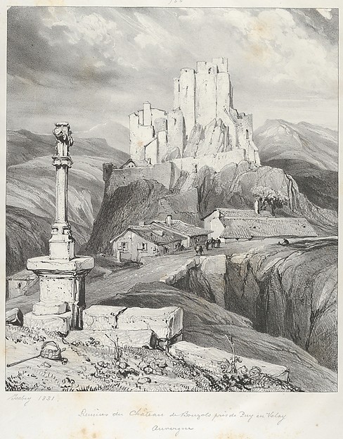 Eugène Isabey, The Bouzols Castle Ruins Near Puy en Delay