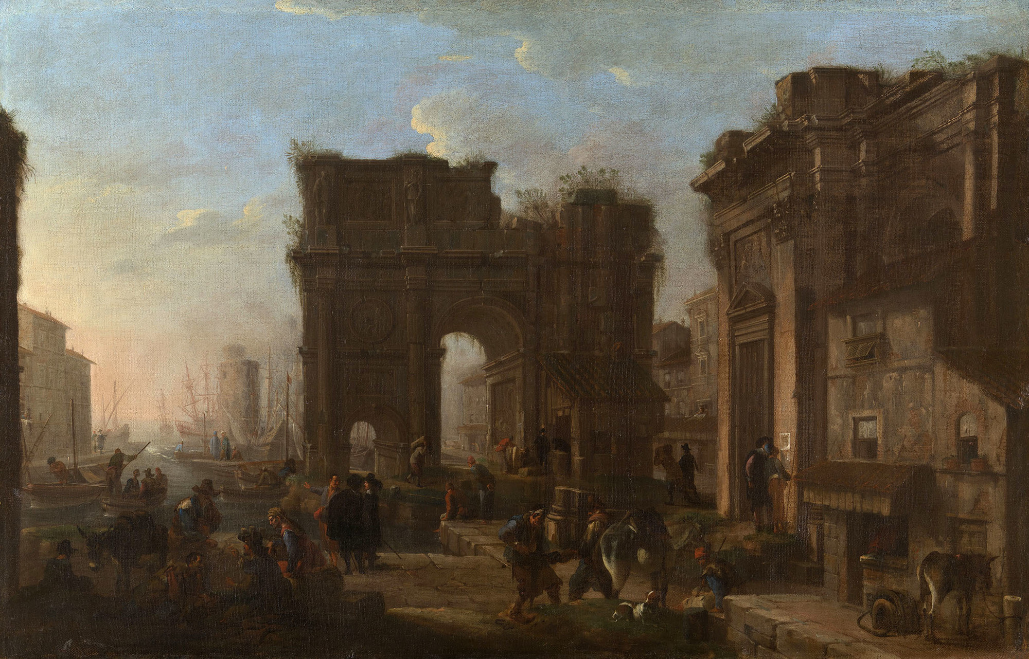 Alessandro Salucci, A Seaport with Figures