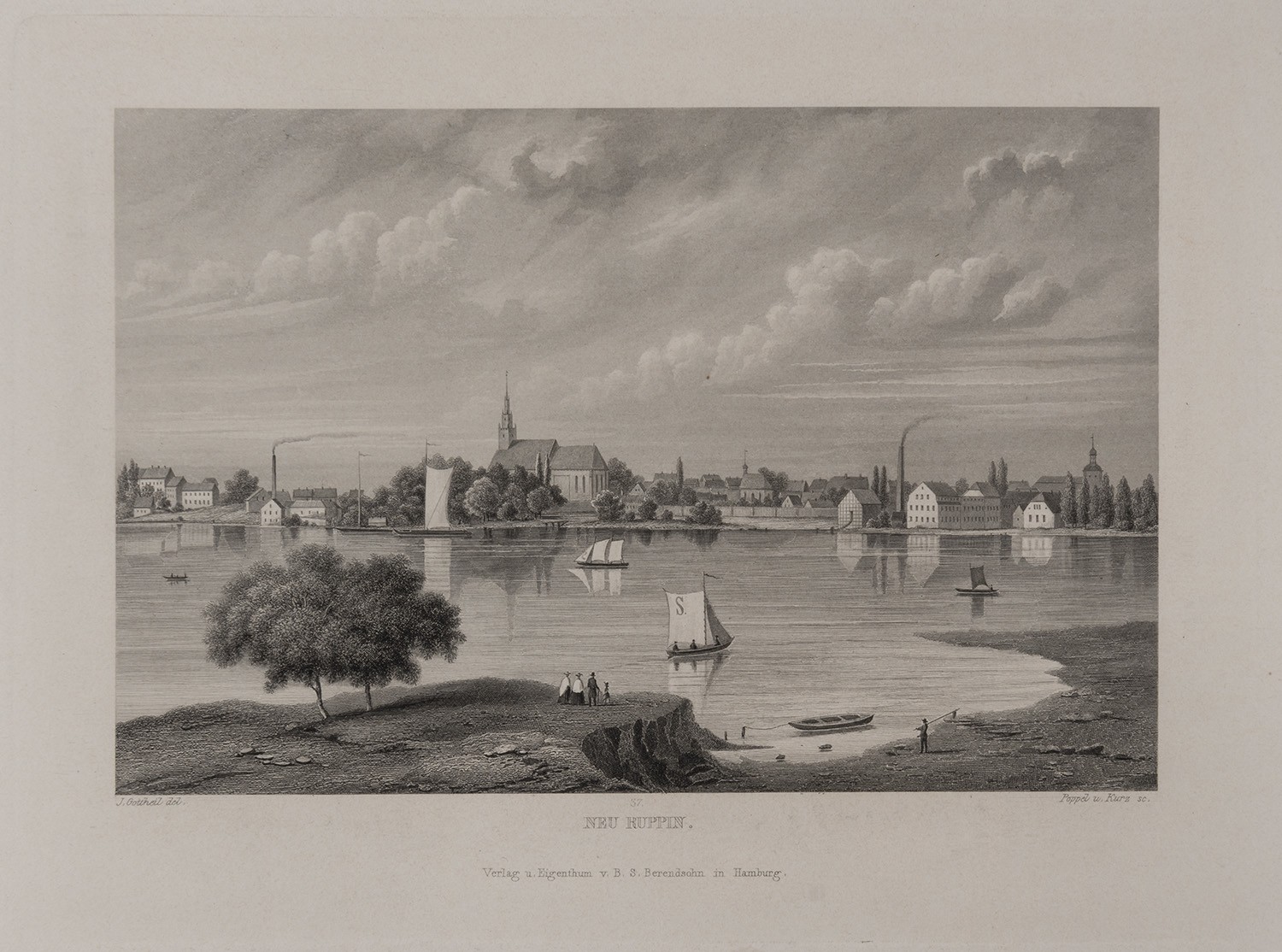 B. S. Berendsohn (Hamburg), Neuruppin: Stadtansicht von Südosten (Brandenburgisches Album, Blatt 37)