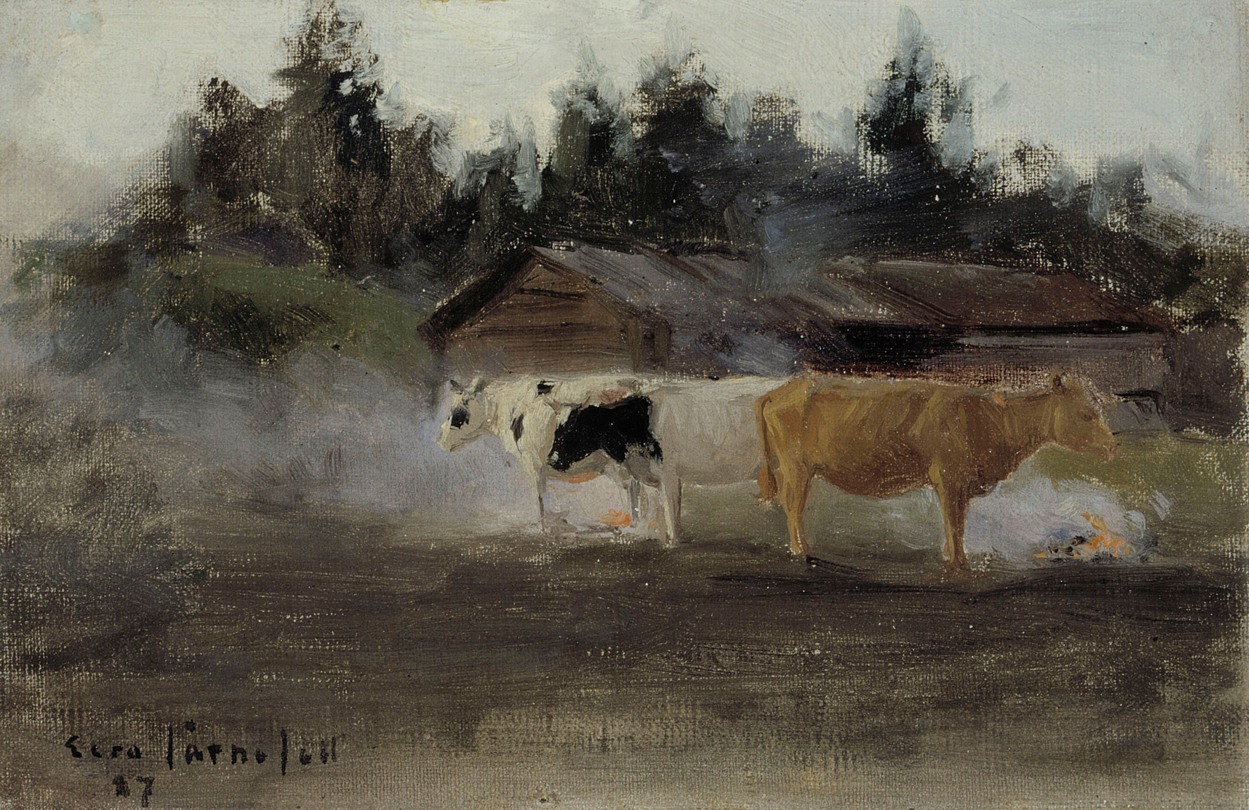 Eero Järnefelt, Cows in Turf Smoke, study