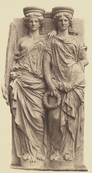 Édouard Baldus, [Caryatids by Jules Cavelier, Decoration of the Louvre, Paris]