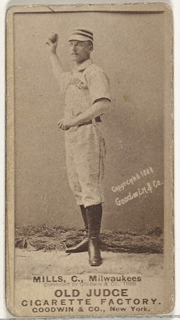 Goodwin & Company, Lynn Mills, Catcher, Milwaukee, from the Old Judge series (N172) for Old Judge Cigarettes