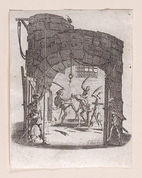Jacques Callot, Jésus est Battu de Verges pièce appelée aussi La Flagellation (The Flagellation), from "La Petite Passion" (The Little Passion)