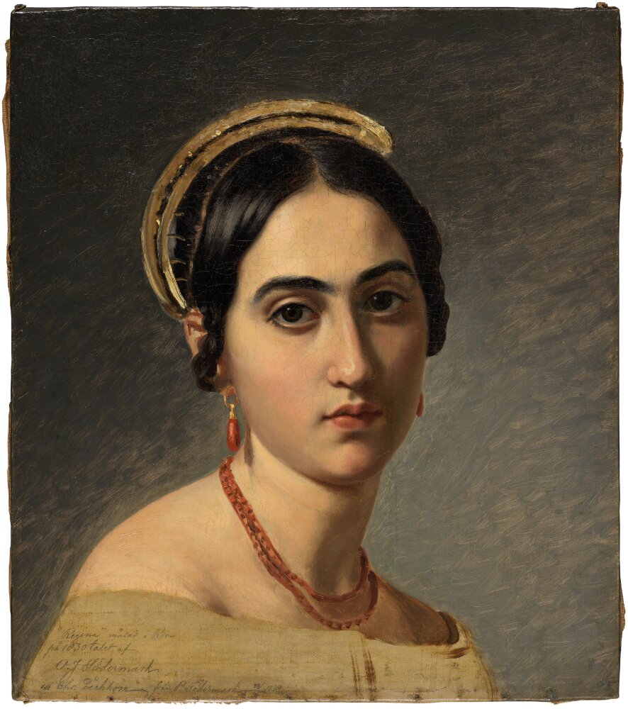 Olof Johan Södermark, Regina. Roman Girl with Choral Necklace and Earrings