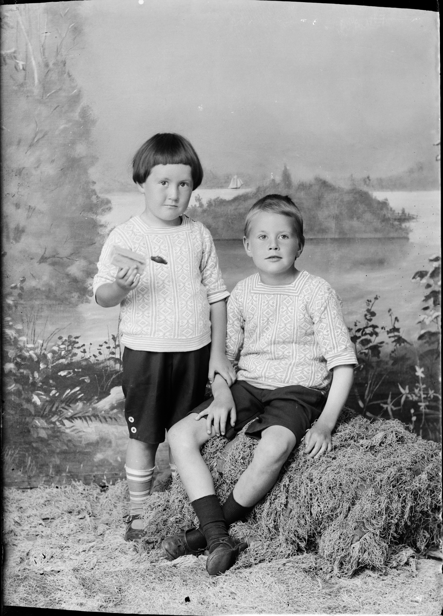 Skötsner-Edhlund, Barnporträtt - två pojkar, Östhammar, Uppland
