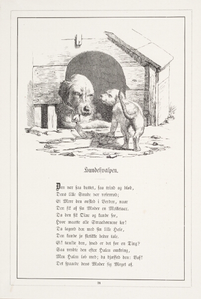 H.P. Hansen, Hundehvalpen. Illustration til H.V. Kaalund, "Fabler for Børn"