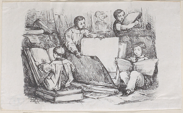Anonymous, British, 19th century, Trade Card Illustration Advertising Bookbinding