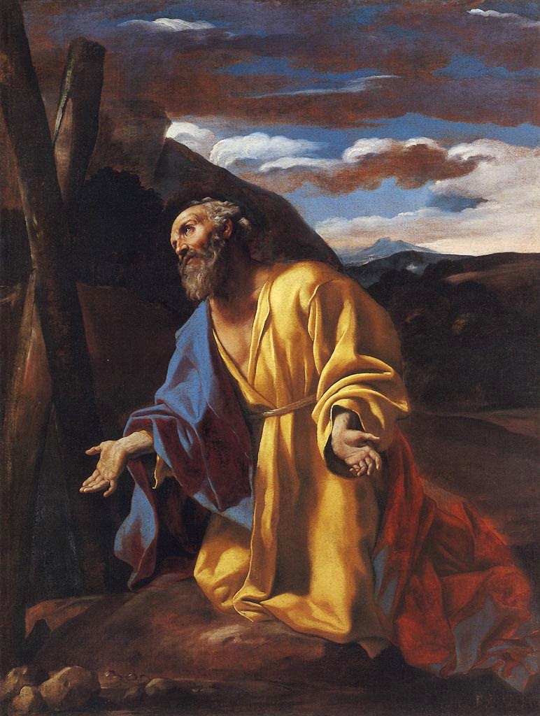 Giovanni Lanfranco, Der Heilige Andreas, vor dem Kreuz kniend