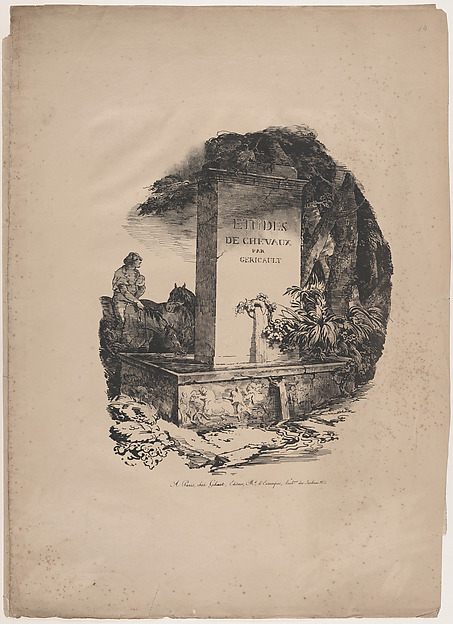 Théodore Géricault, Watering Trough, Title Page of "Studies of Horses" (Etudes de Chevaux)