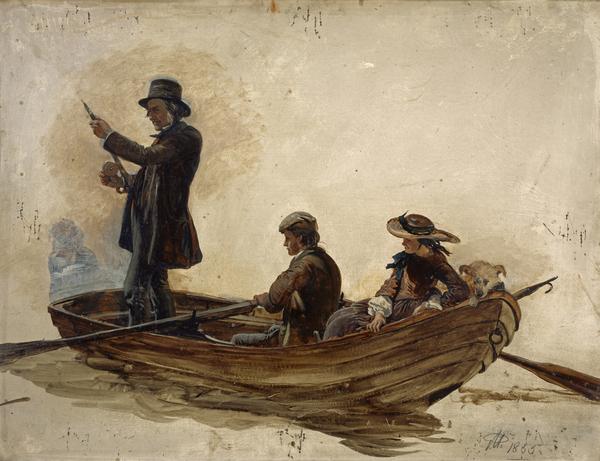 George Harvey, Rev. Thomas Guthrie, 1803 - 1873. Preacher and philanthropist (With his children, Patrick and Anne, fishing on Lochlee)