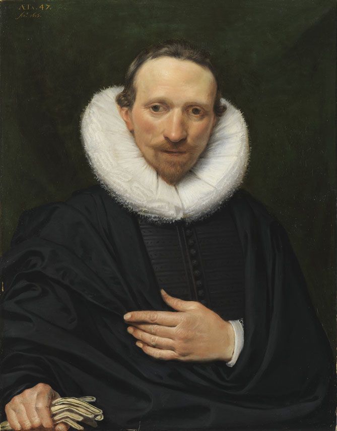 Frans Pourbus the Younger, Portrait of a 47-year-old man with a pointed beard, a glove in his right hand