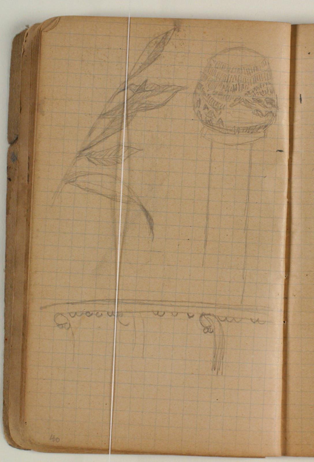 Niels Larsen Stevns, Skitser af en gren med blade, kogle samt ornament