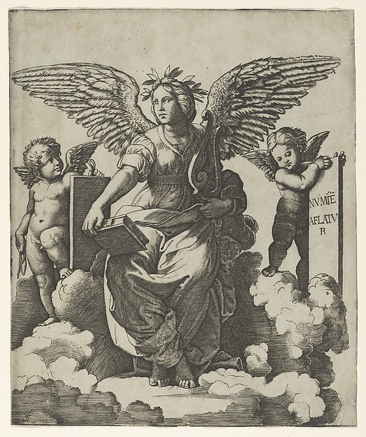 Marcantonio Raimondi, Poetry personified as a winged woman