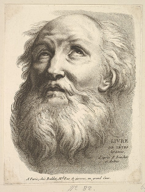 Anonymous, French, 18th century, Frontispiece: Head of a Bearded Man, from "Livre de Têtes Gravées d'apres F. Boucher et Autres" (Book of Heads Engraved after F. Boucher and Others)