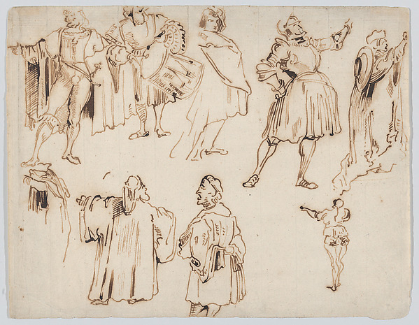 Eugène Delacroix, Nine Figures in Medieval Dress