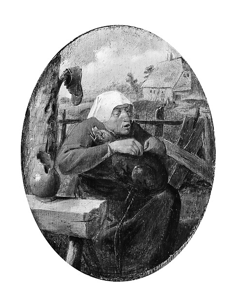 Adriaen Brouwer, A Peasant Woman Picking Fleas off a Dog