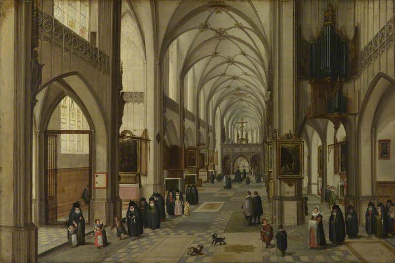 Jan Brueghel the Elder, The Interior of a Gothic Church looking East